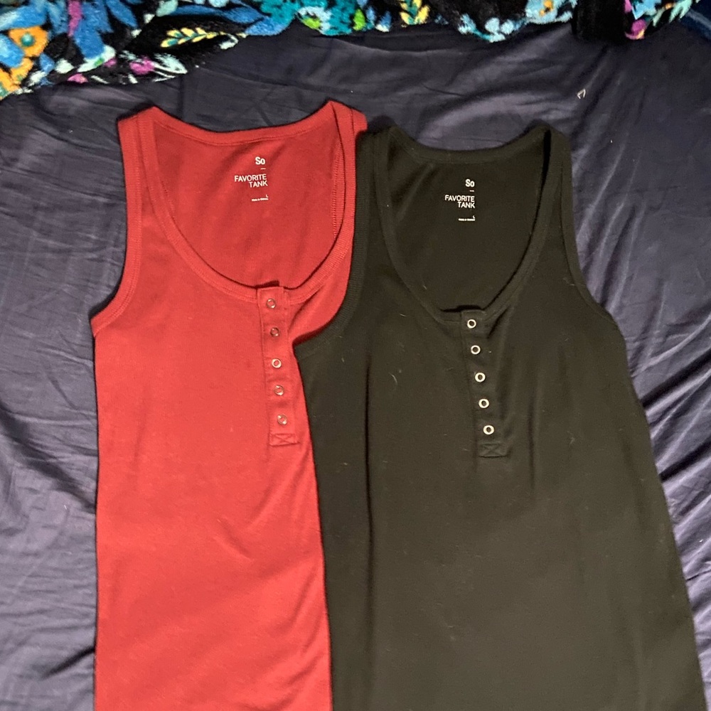 SO (2) Tank Tops with front snap buttons